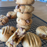 4 ingredient choc chip cookies gluten free - tower of cookies