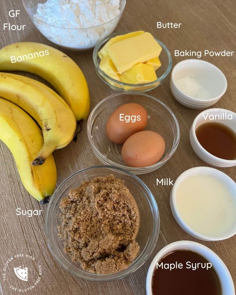 Banana Bread - ingredients for gluten free banana bread