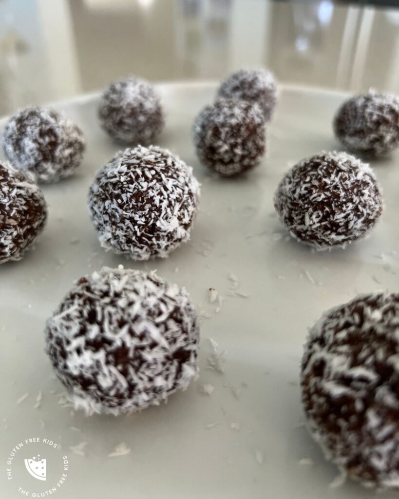 Chocolate Energy Balls For Kids - rolled in coconut