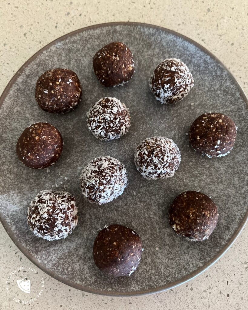 Chocolate Mint Energy Balls - rolled in coconut