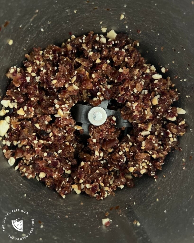 Cranberry Bliss Balls - blitzed mixture in food processor