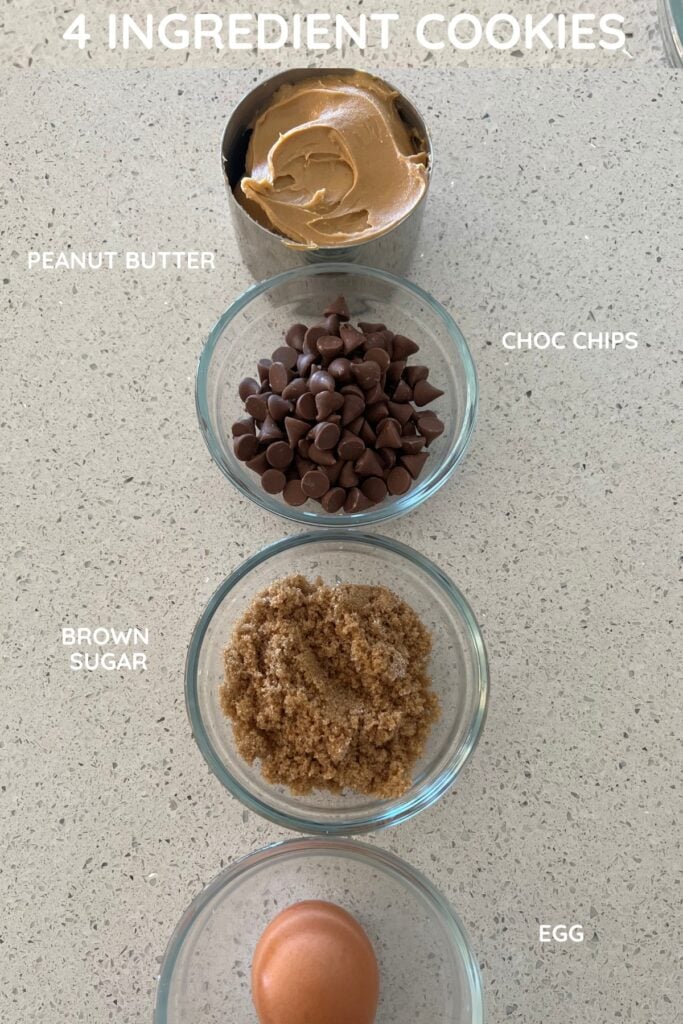 Ingredients to make these 4 Ingredient Cookies