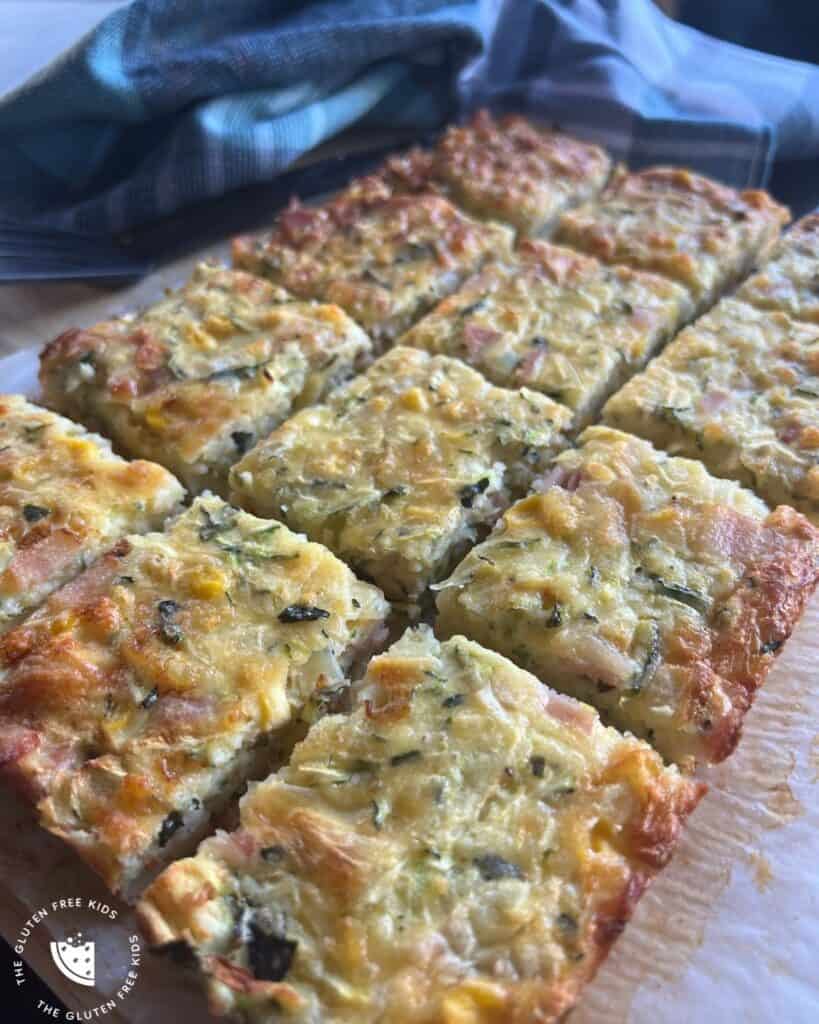 Vertical of Sliced Gluten Free Zucchini Slice