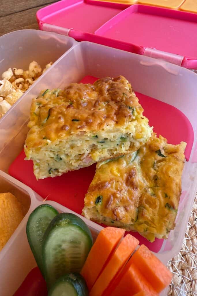 close up of gluten free zucchini slice
