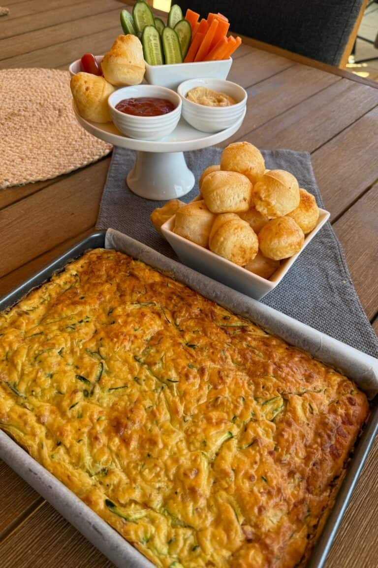 tray of gluten-free zucchini slice ready to serve