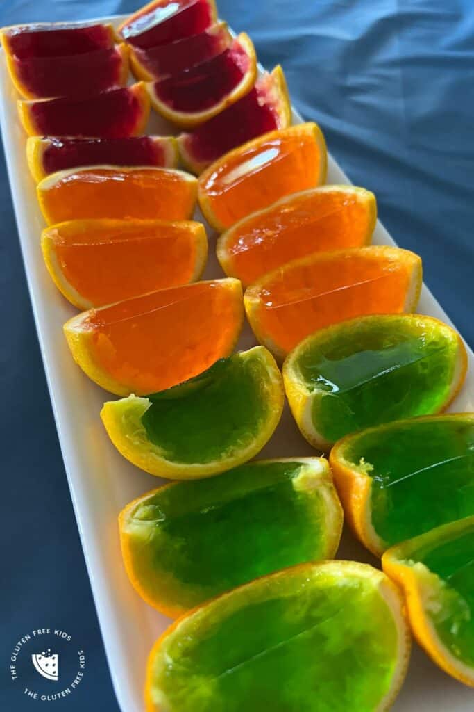 Orange Jello Slices on a party platter