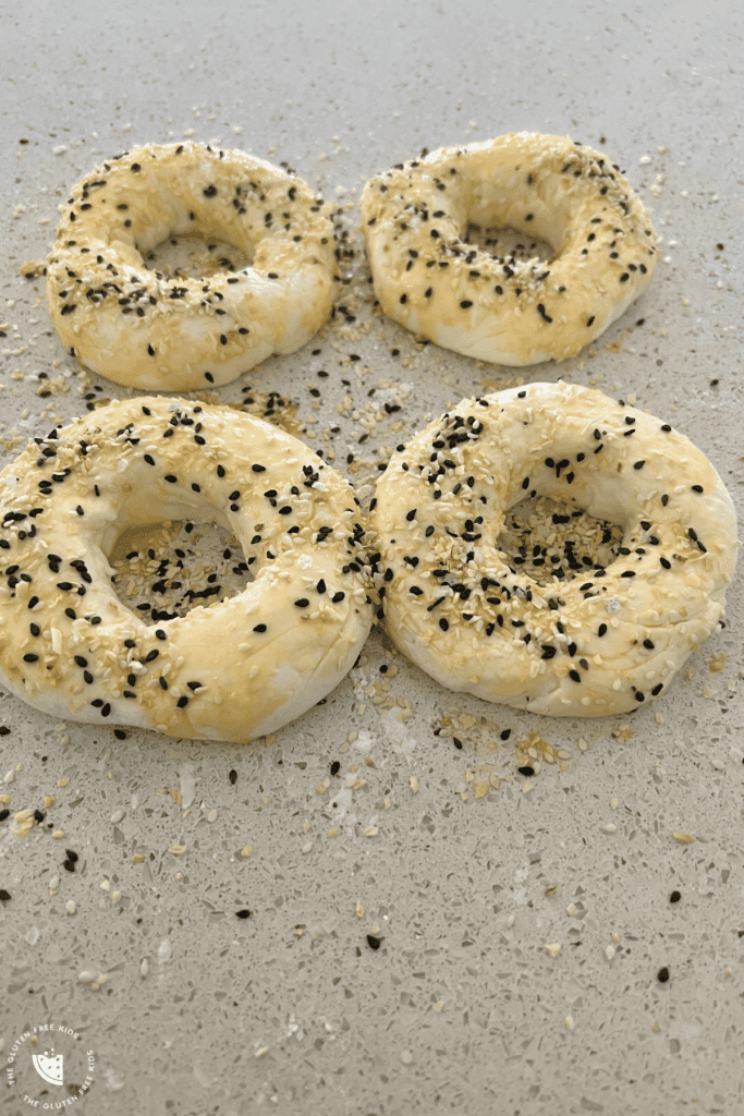 GF bagels egg wash and everything bagel topping