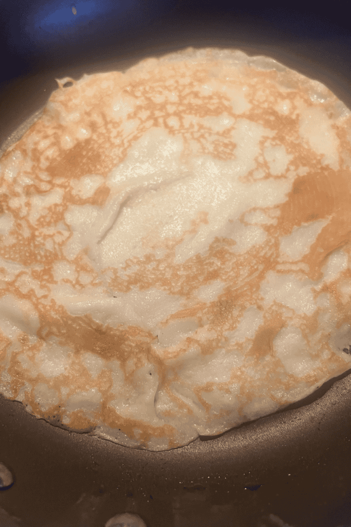 gluten free crepe in pan