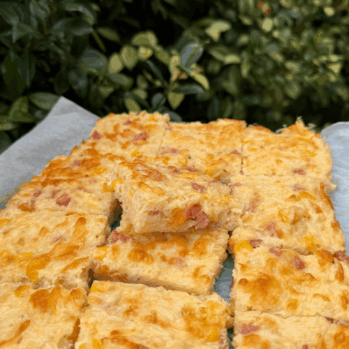 Baked ham, cheese and rice slice gluten-free