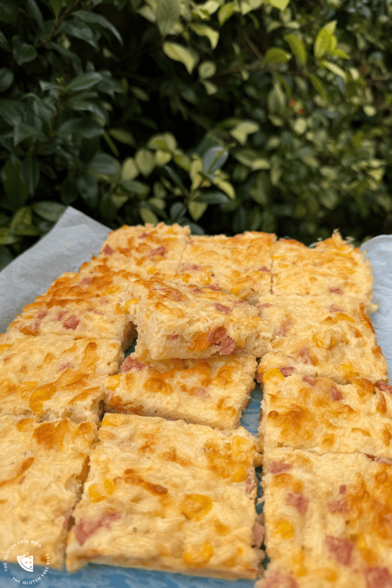 Baked ham, cheese and rice slice gluten-free