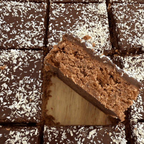 Kids baking chocolate cornflake bars with gluten-free ingredients