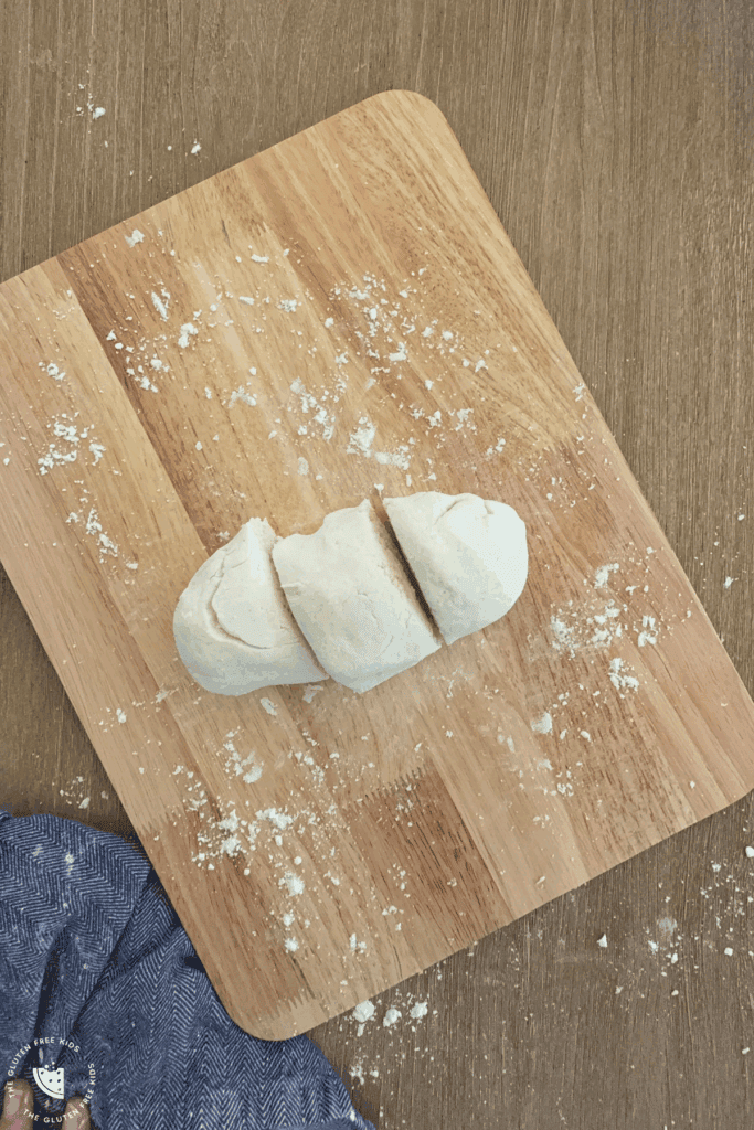 cottage cheese gf bagels into 3 portions