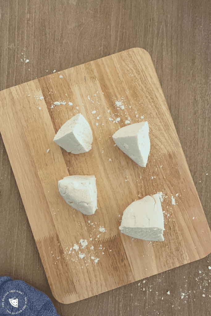 cottage cheese gf bagels into 4 portions