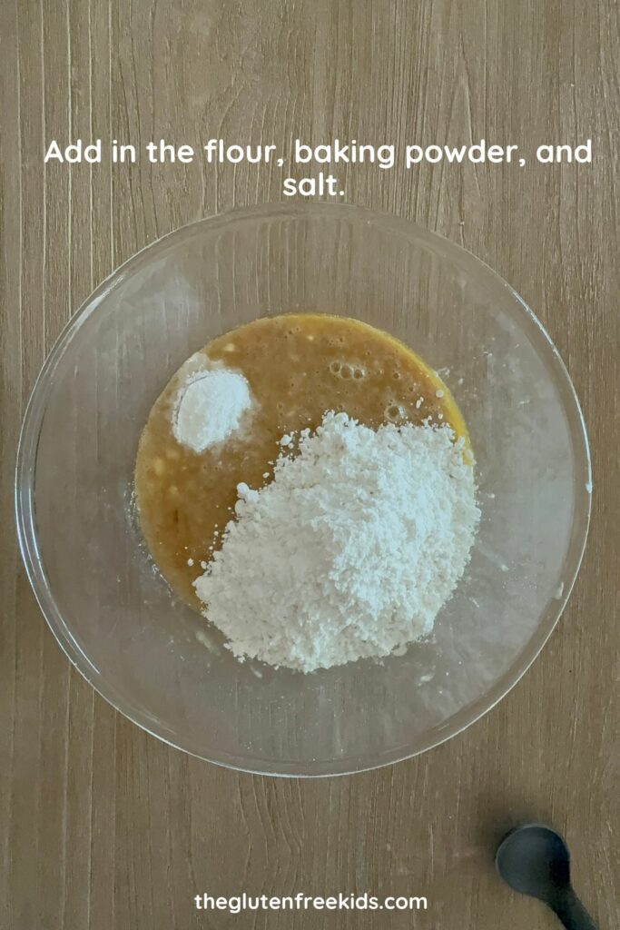 Add in the flour, baking powder, and salt. Gluten-Free Banana Bread