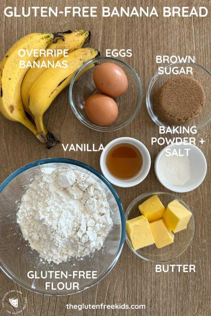 Ingredients to make Gluten-Free Banana Bread