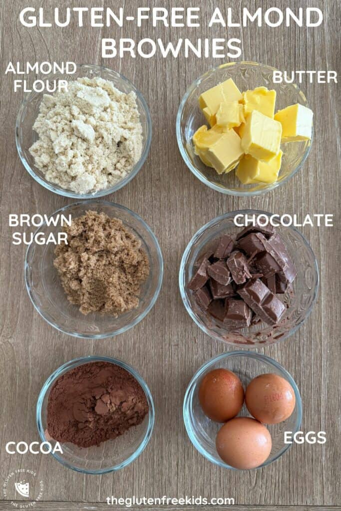 Ingredients to make gluten-free Almond Brownies