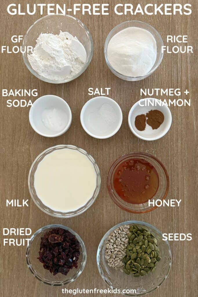 Ingredients to make gluten-free crackers