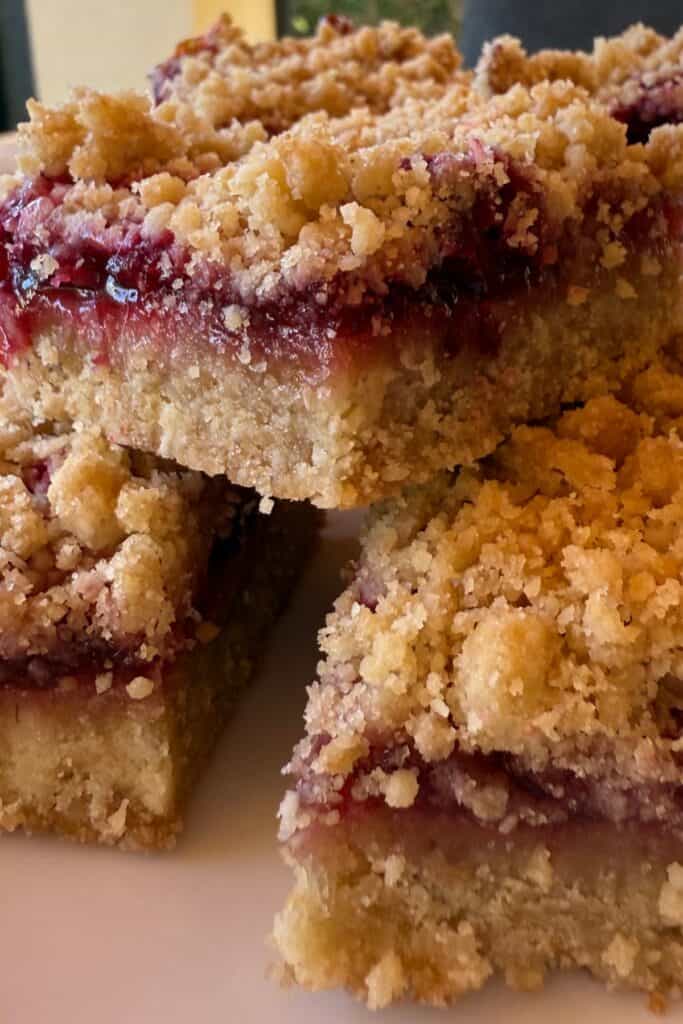 close up of gluten-free Raspberry Crumble Bars