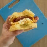 90 Second Bread with avocado, bacon and egg