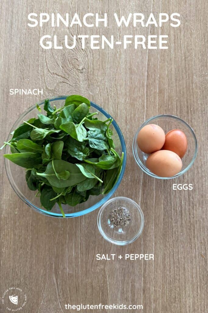 Ingredients to make spinach wraps