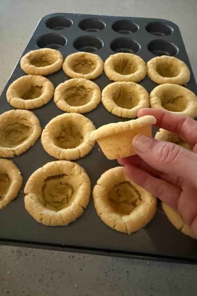 Once the Tart Shells are cool, they will lift easily from the tin