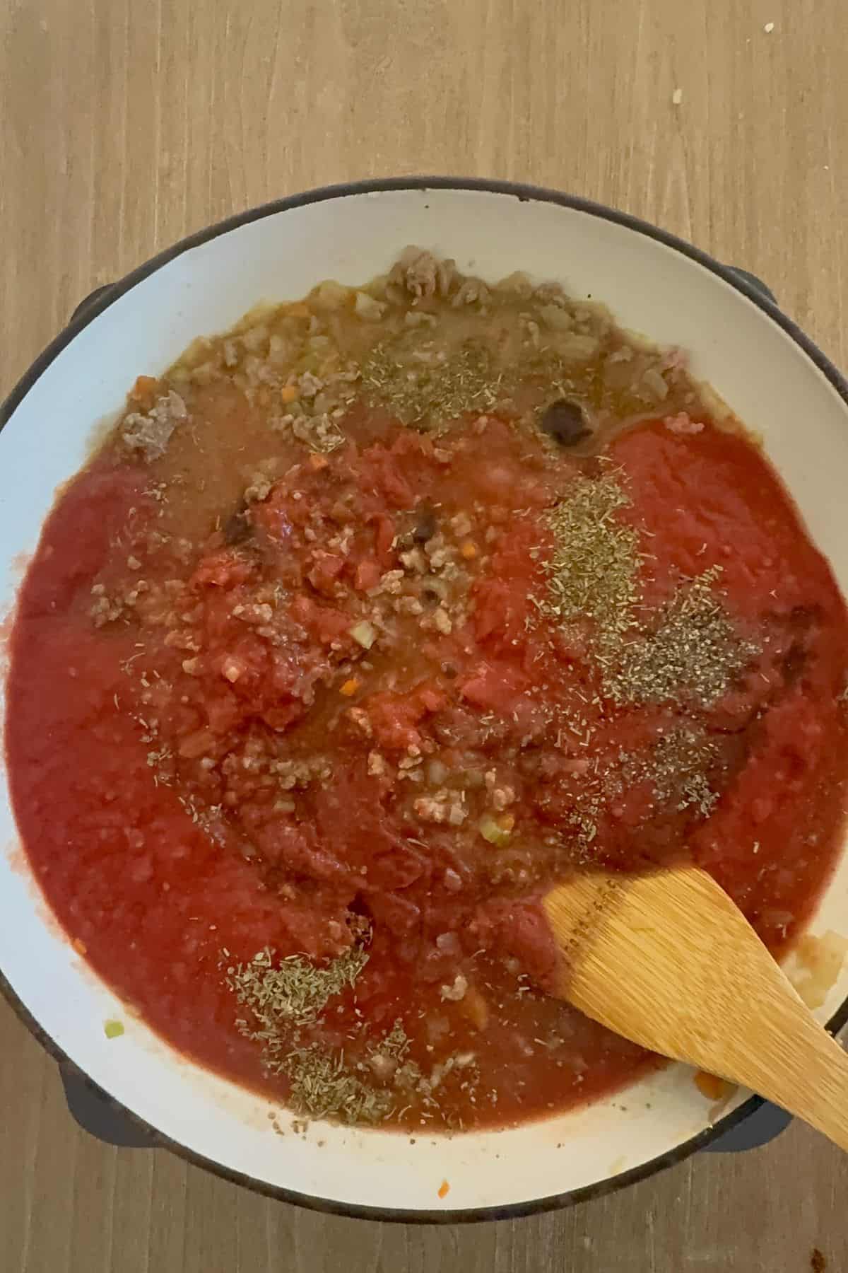 Stir in remaining ingredients to make glutenfree bolognese