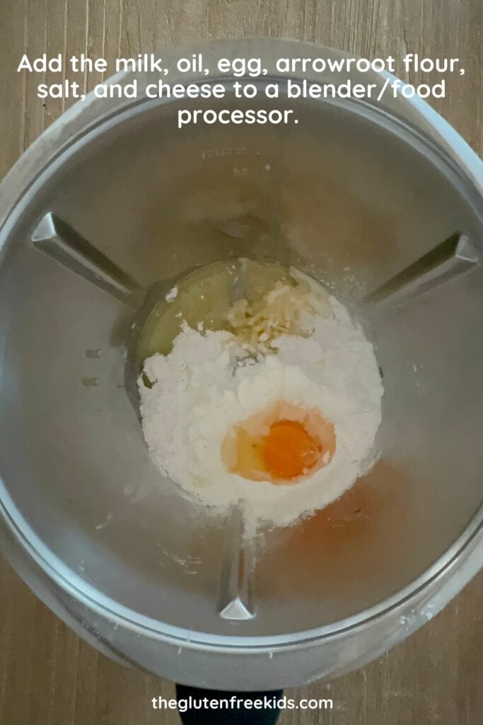 add the ingredients for the brazilian cheese puffs to a blender