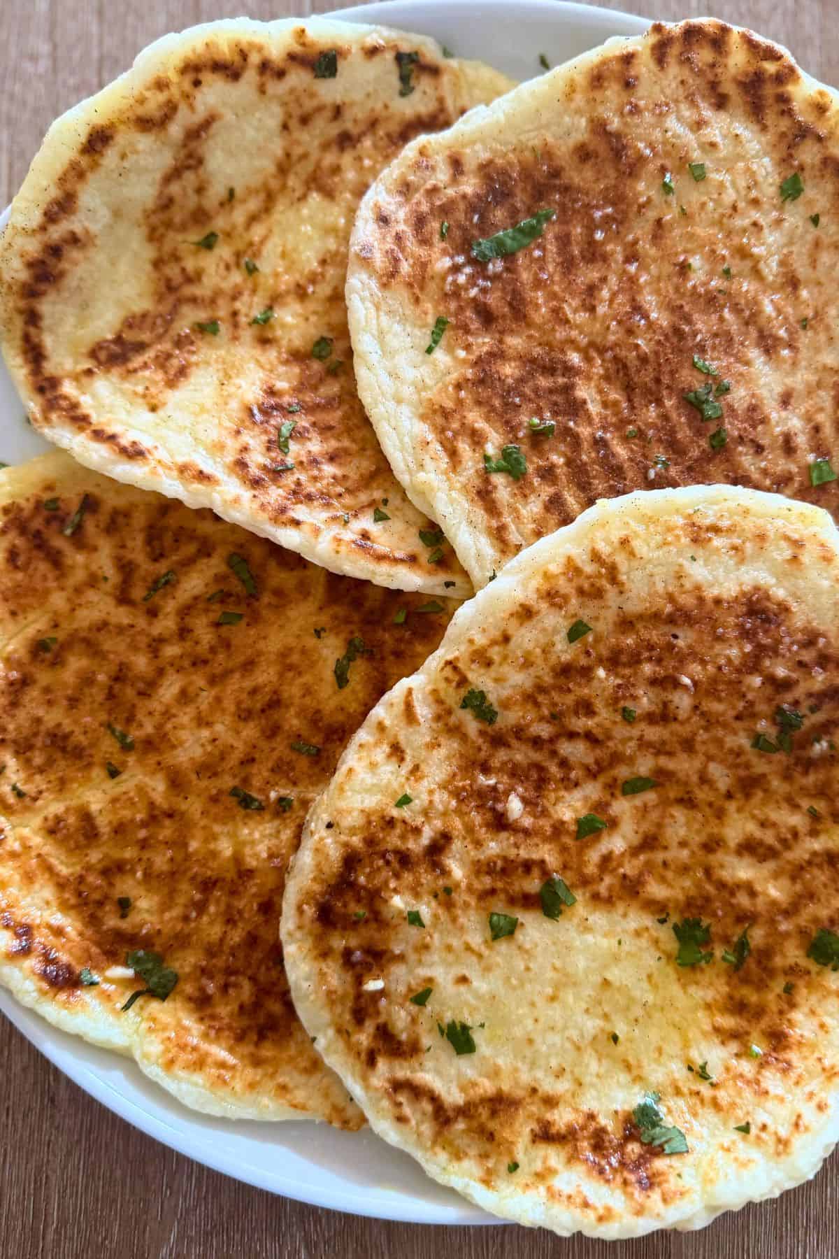 Gluten Free Naan Bread Recipe (3 Ingredients + Garlic Butter)