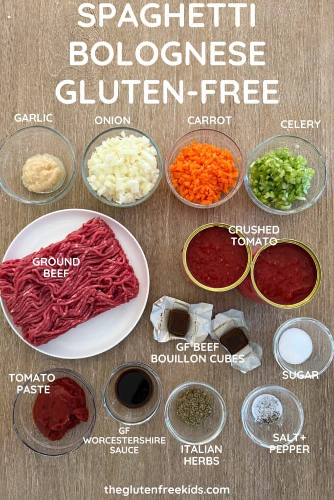 ingredients required to make gluten-free bolognese sauce