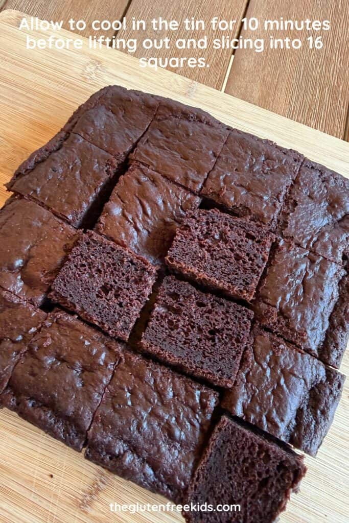 Allow to cool in the tin for 10 minutes before lifting out and slicing.