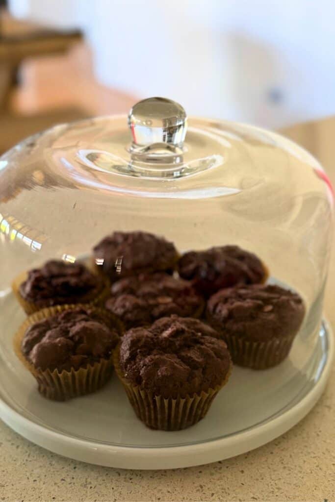 Close-up of a moist gluten-free chocolate muffin