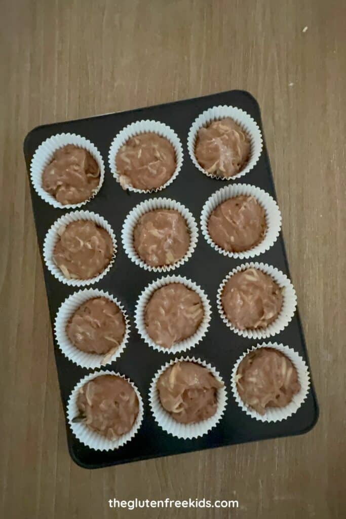 Divide the batter evenly between muffin cups.