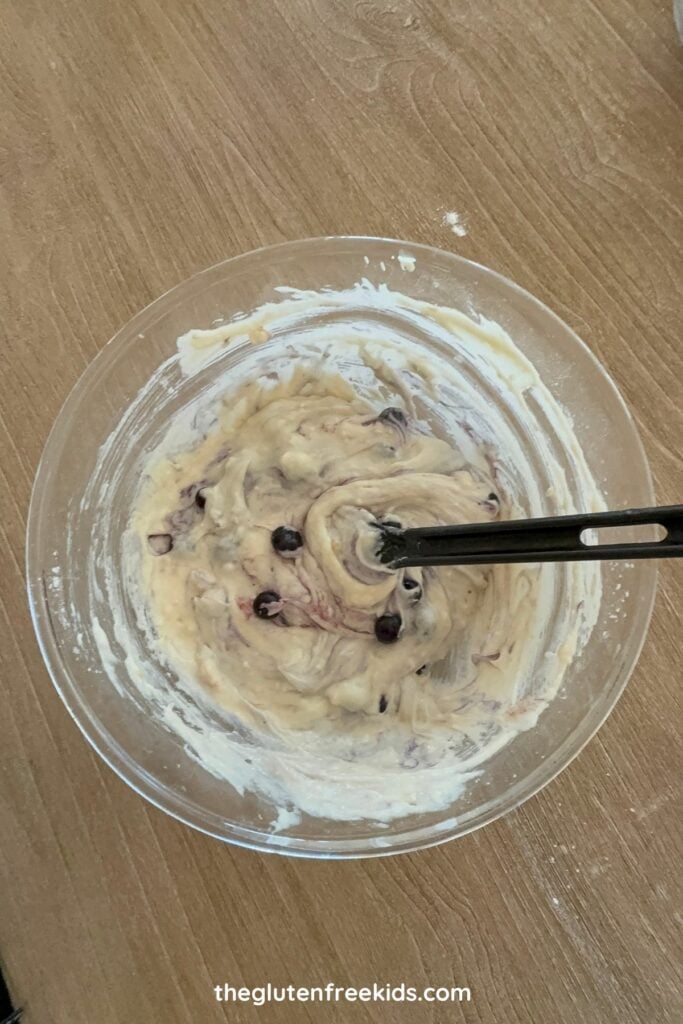 Gently fold in the blueberries