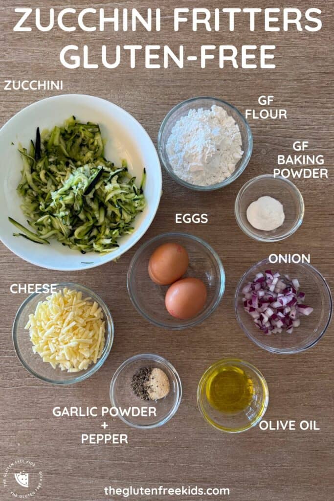 List of Ingredients to make Zucchini Fritters Gluten-Free