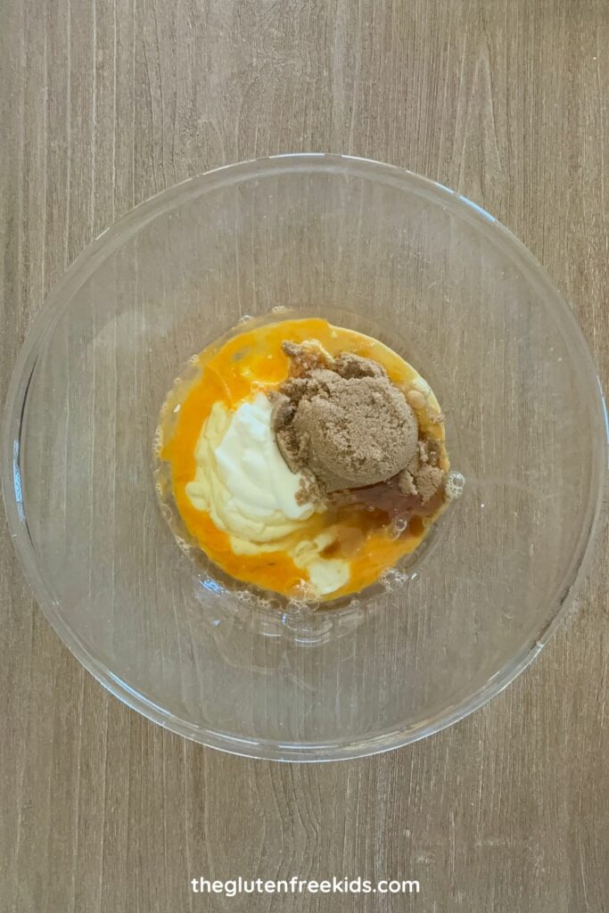 combine wet ingredients for gluten-free muffins