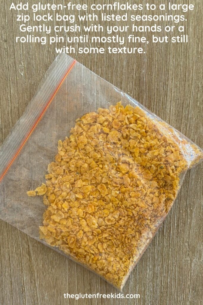 crush the gluten-free cornflakes to coat gluten-free chicken tenders