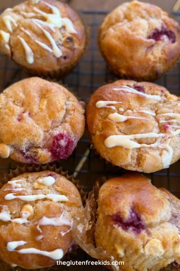 gluten-free raspberry white chocolate muffins