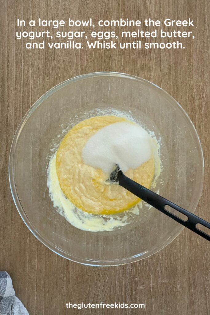 whisk wet ingredients together to make gluten-free chocolate cake bars