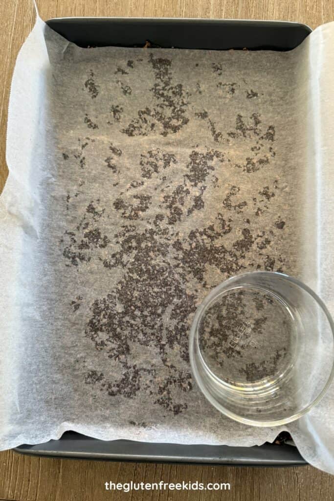 Chocolate Seed Bars pressed into pan