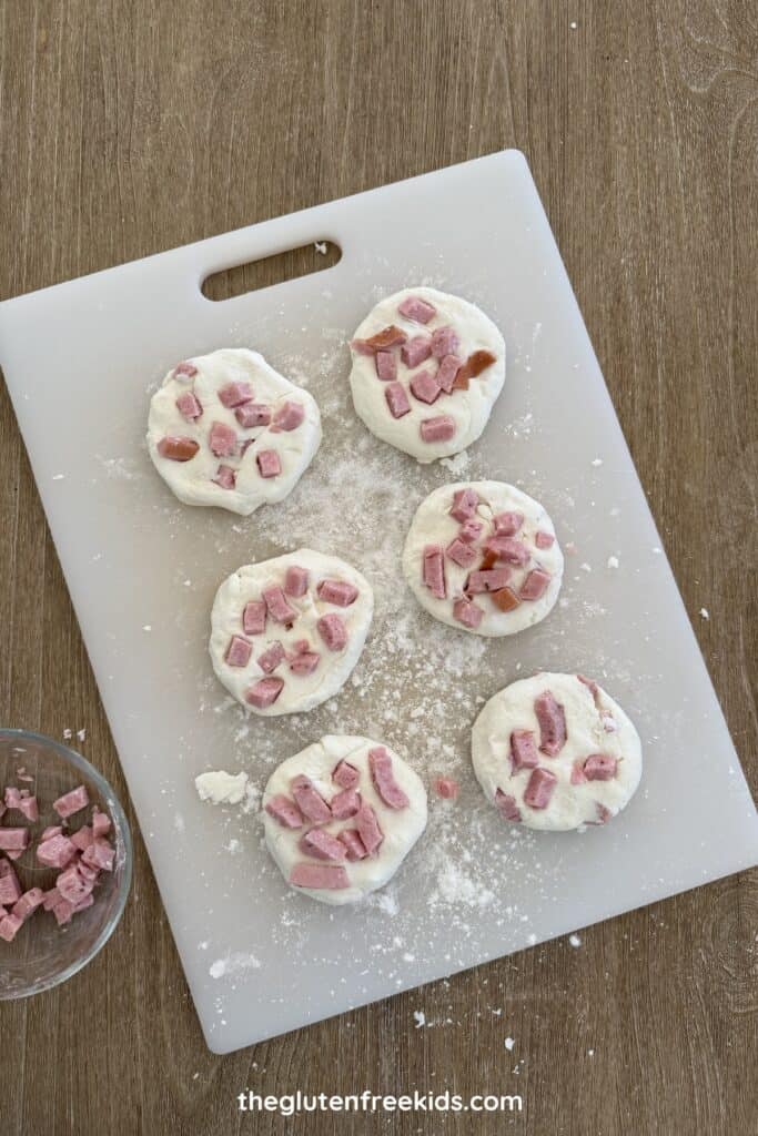 Ham & Cheese Rolls topped with ham