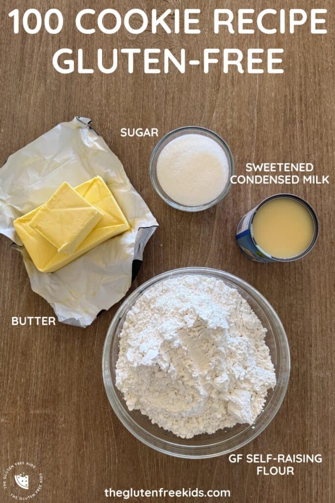 Ingredients to make gluten-free 100 cookie recipe