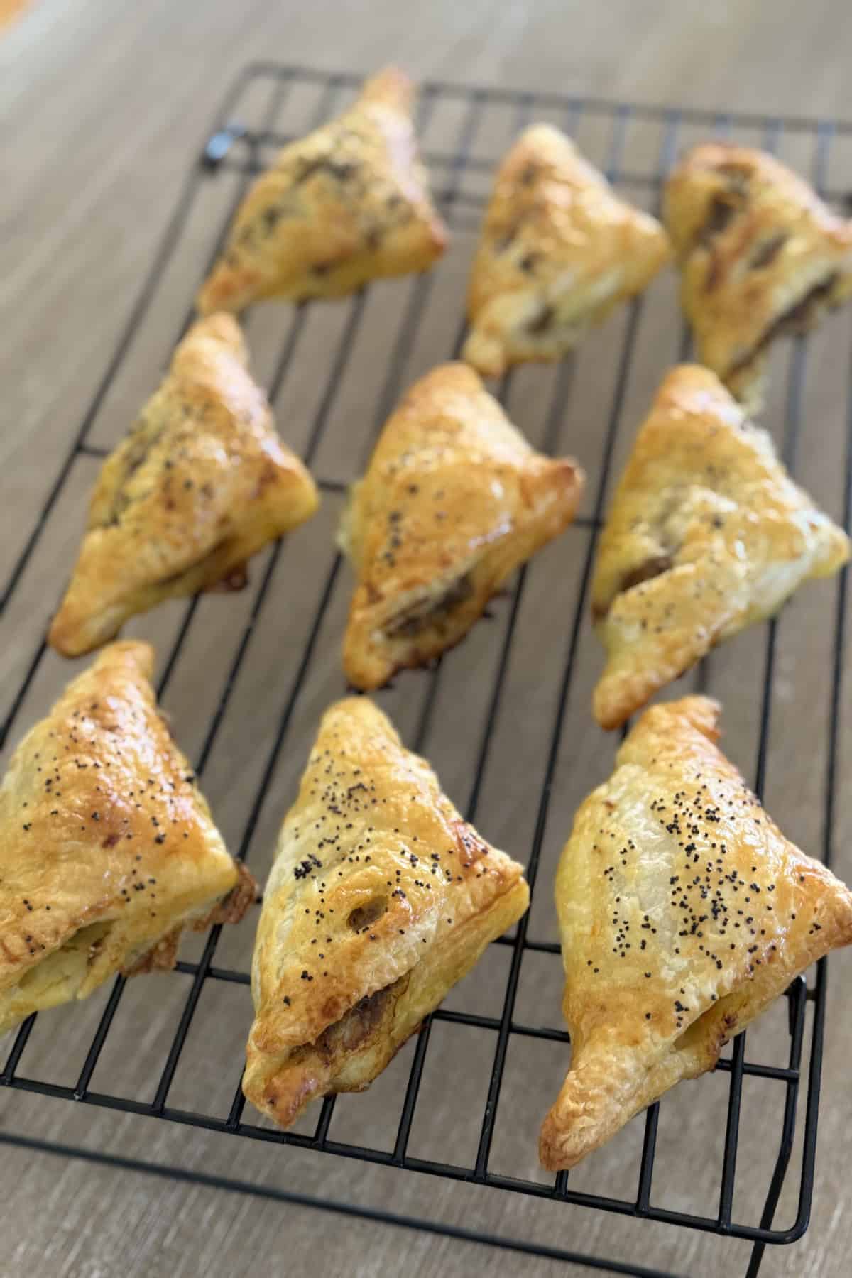 gluten-free Curry Beef Triangles from oven
