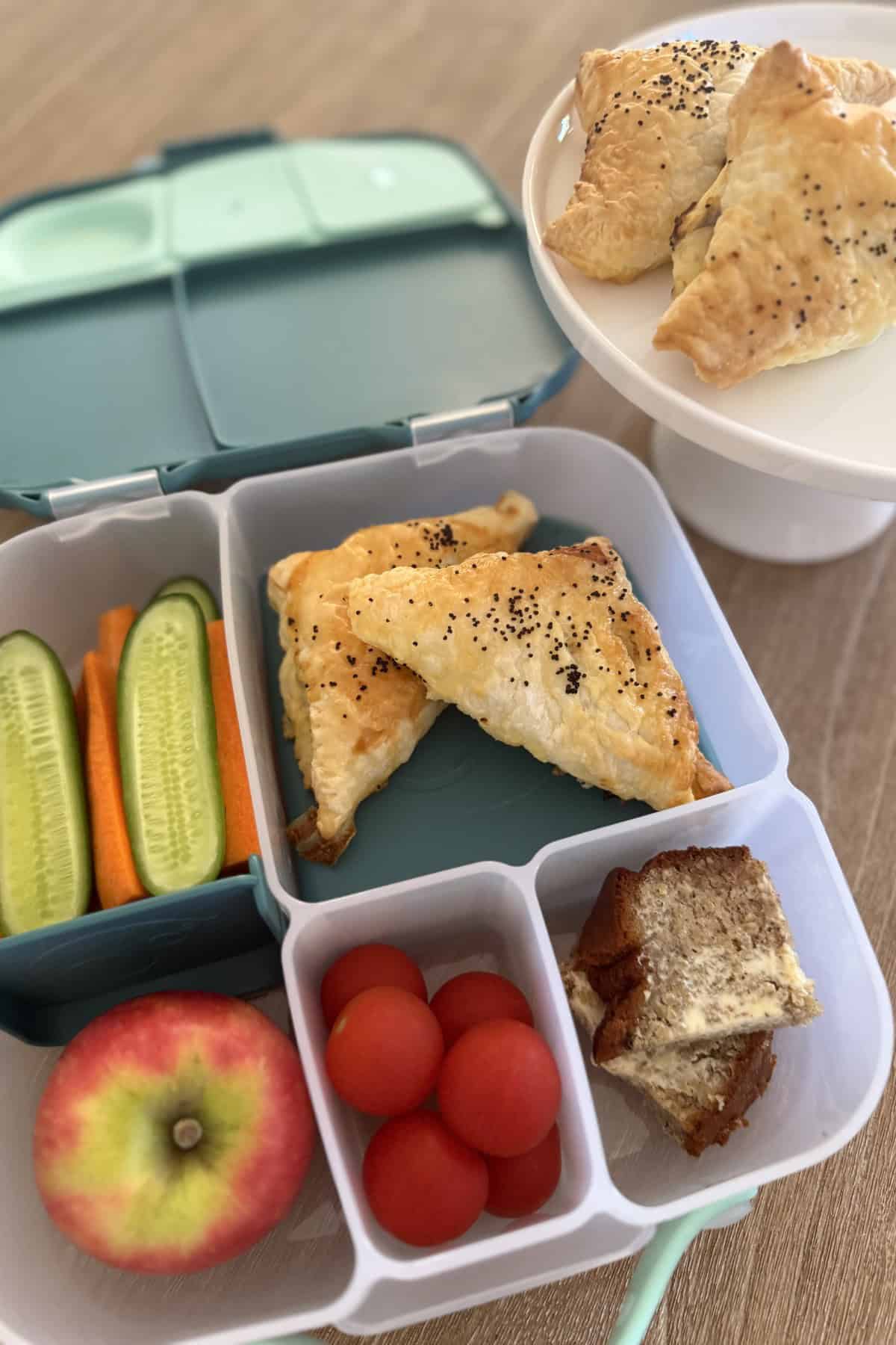 gluten-free curry beef triangles in lunchbox