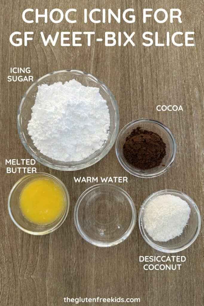 ingredients to make gluten-free chocolate icing